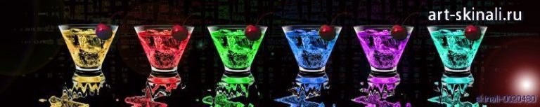 фото для фартука светящиеся разноцветные коктейли