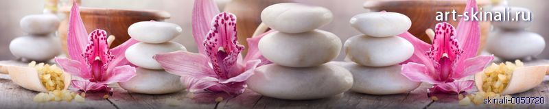 фото для фартука камни и розовые орхидеи
