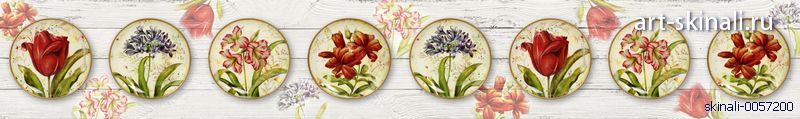 фото для фартука тарелки с нарисованными цветами