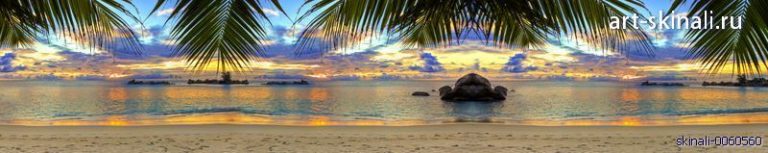 Фото для скинали море пальмы облака закат