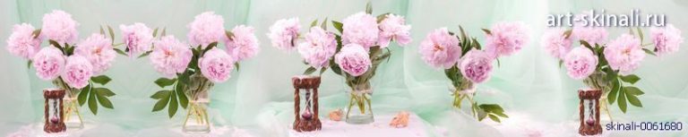 фото для фартука розовые пионы в вазах