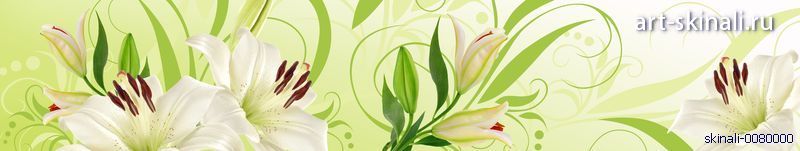 фото для скинали белые лилии на светло-зеленом фоне