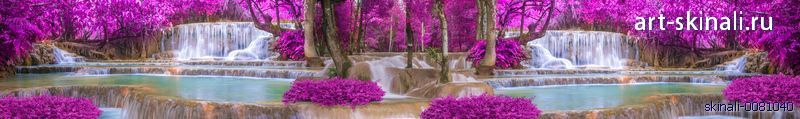 фото для скинали водопад в сиреневых цветах