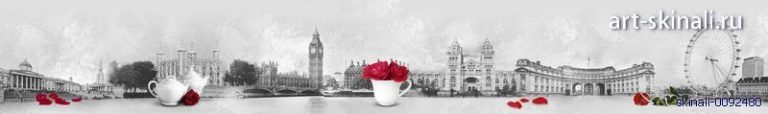 фото для фартука Лондон и красные цветы