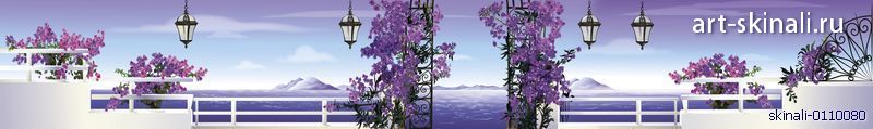 фото для фартука фиолетовые цветы и море