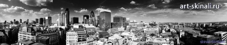 фото для фартука панорама города в черно-белых тонах